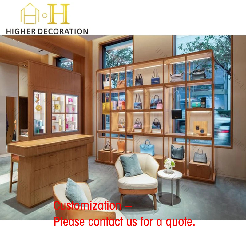 Interior Design Retail - رفوف عرض حقائب اليد الجلدية الفاخرة
