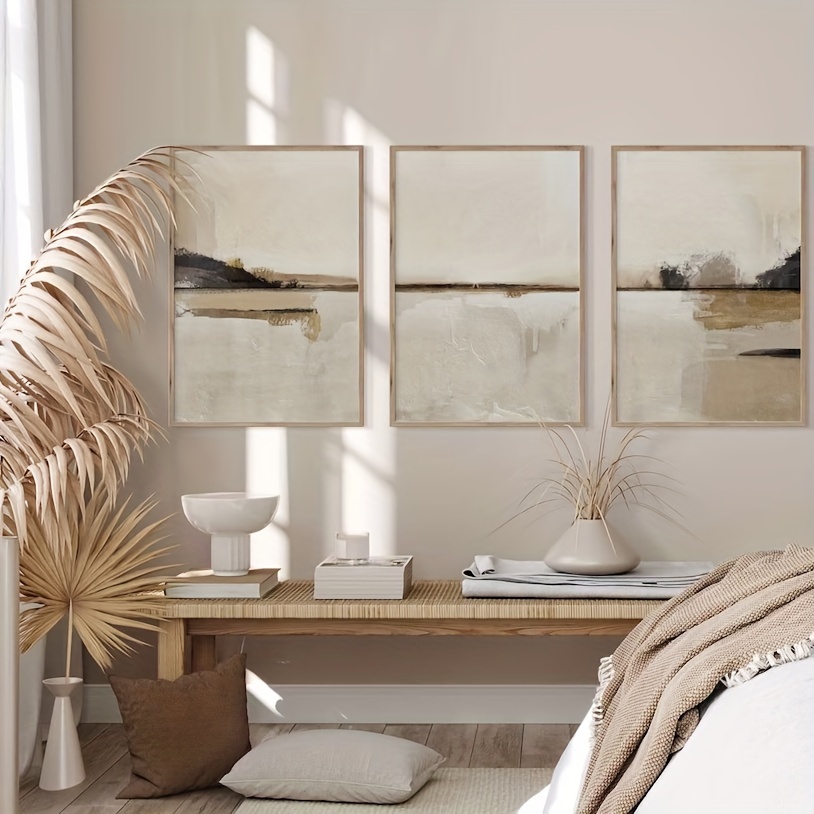 Abstract Canvas Set - 3 قطعة/المجموعة محايد مجردة هندسية قماش
