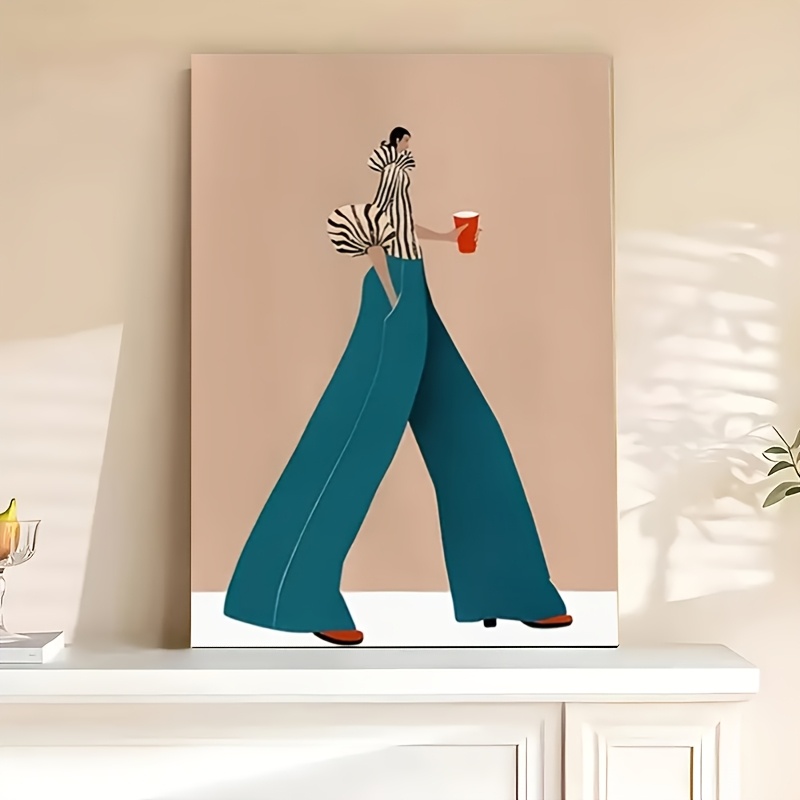 Interior Design House - المألوف السراويل الزرقاء امرأة المشارك يطبع