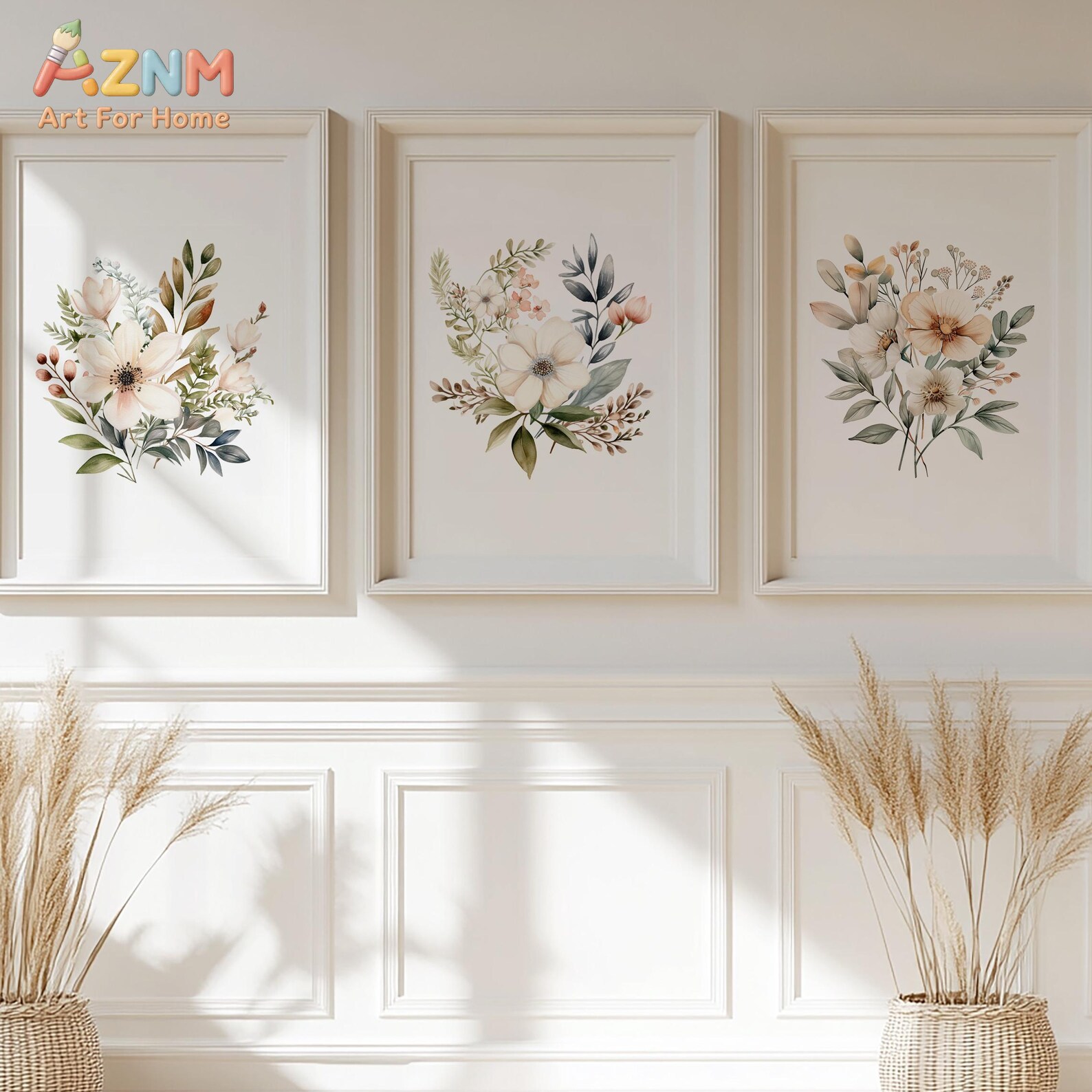 مجموعة من 3 زهور برية | طباعة  - مراجعة Abstract Canvas Set وسعره