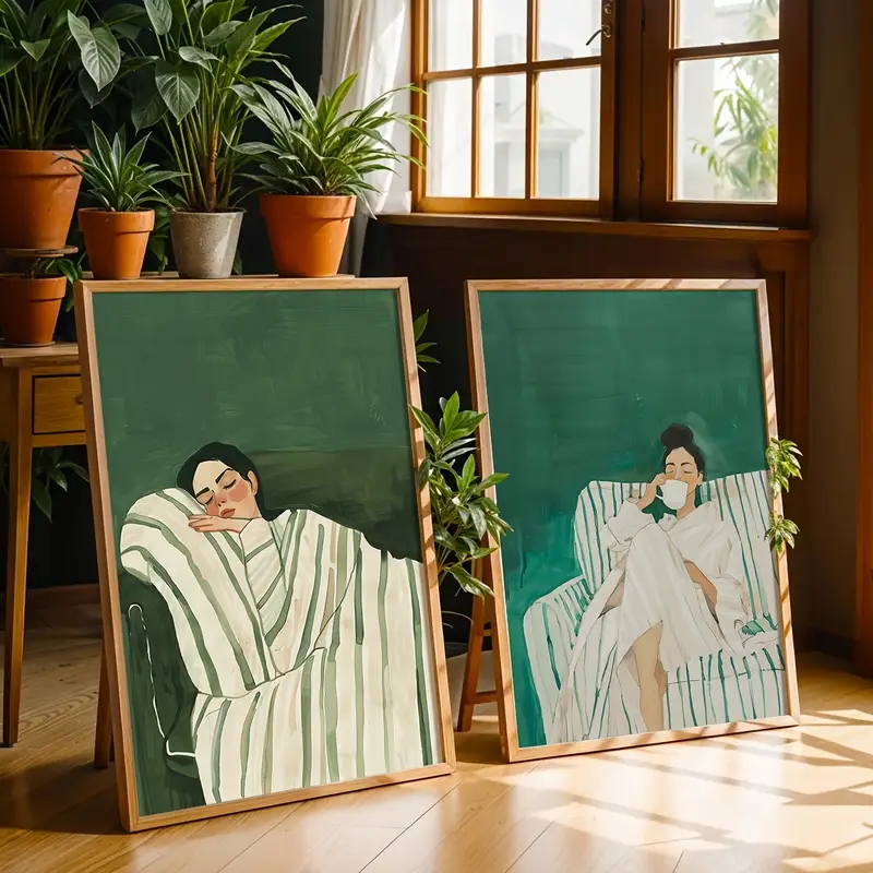 لوحة فنية تجريدية لامرأة مخططة - مراجعة Abstract Canvas Set وسعره