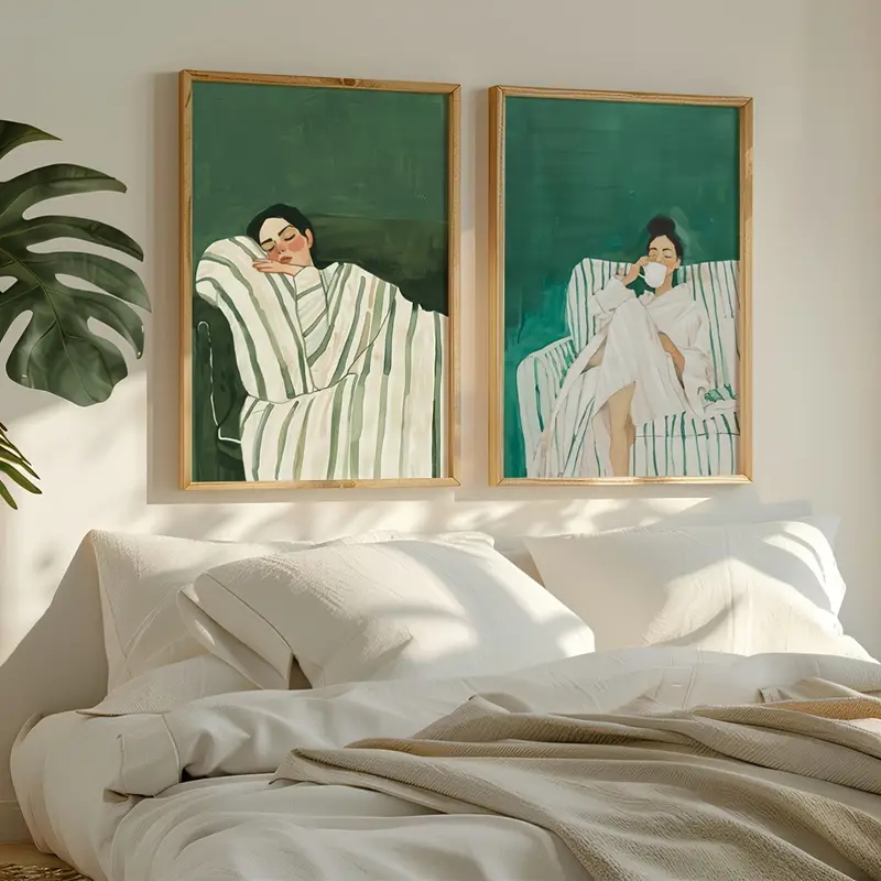 لوحة فنية تجريدية لامرأة مخططة - مراجعة Abstract Canvas Set وسعره