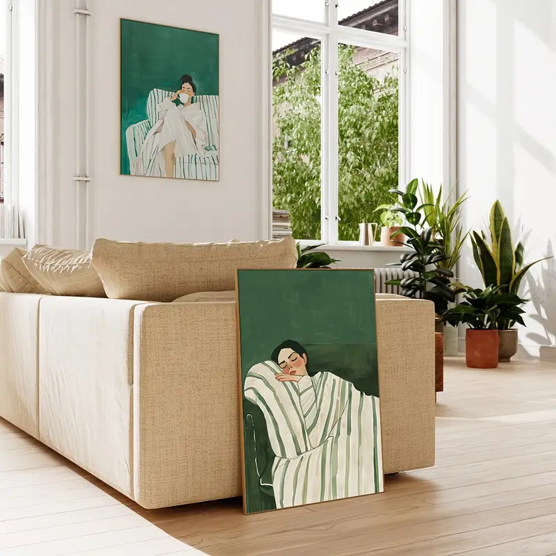 لوحة فنية تجريدية لامرأة مخططة - مراجعة Abstract Canvas Set وسعره