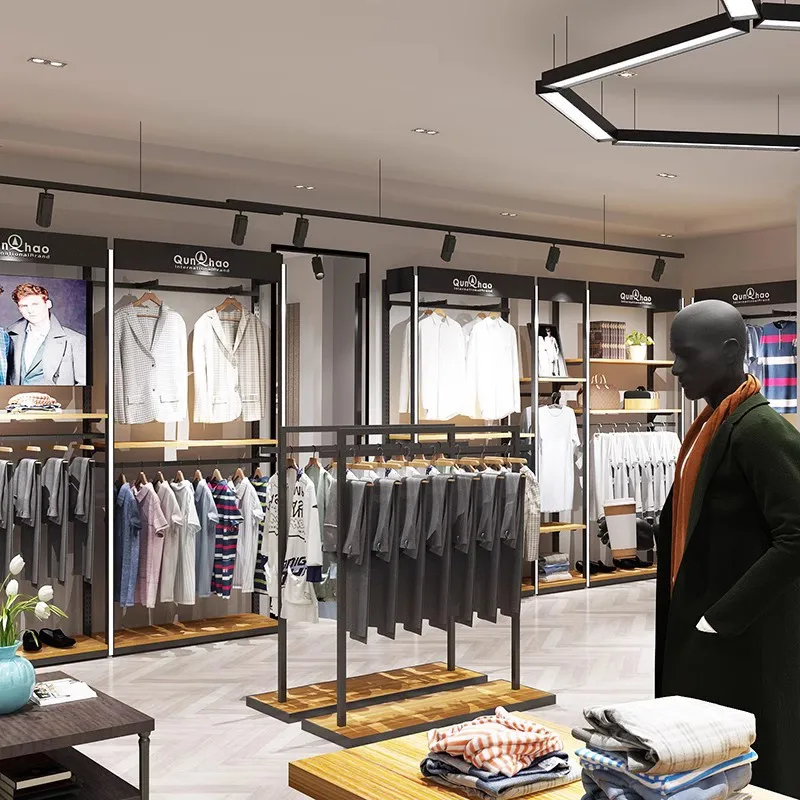 رفوف عرض ملابس خشبية مخصصة عال - مراجعة Interior Design Retail وسعره