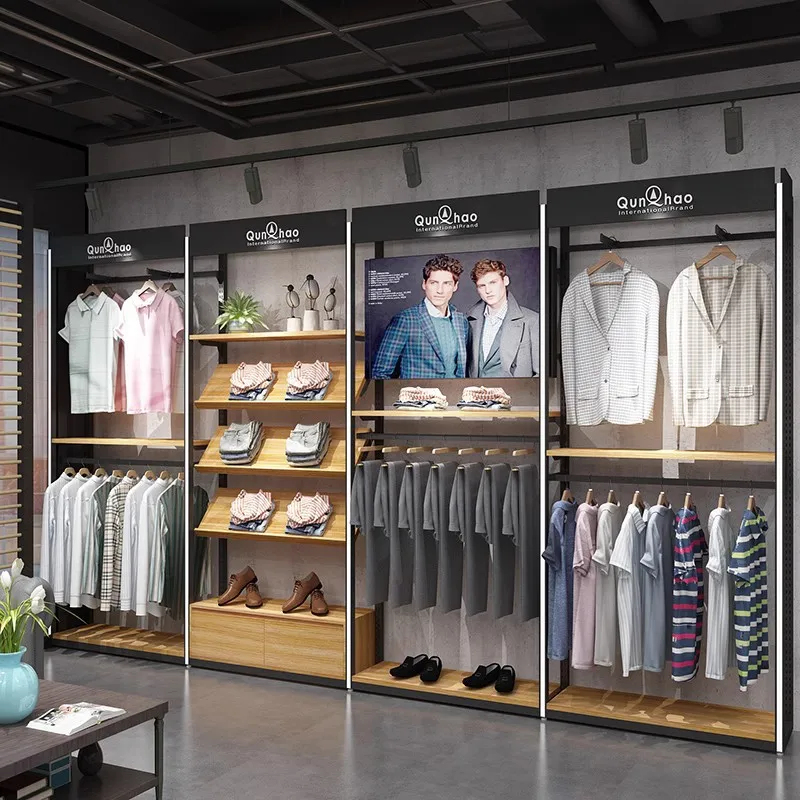 رفوف عرض ملابس خشبية مخصصة عال - مراجعة Interior Design Retail وسعره