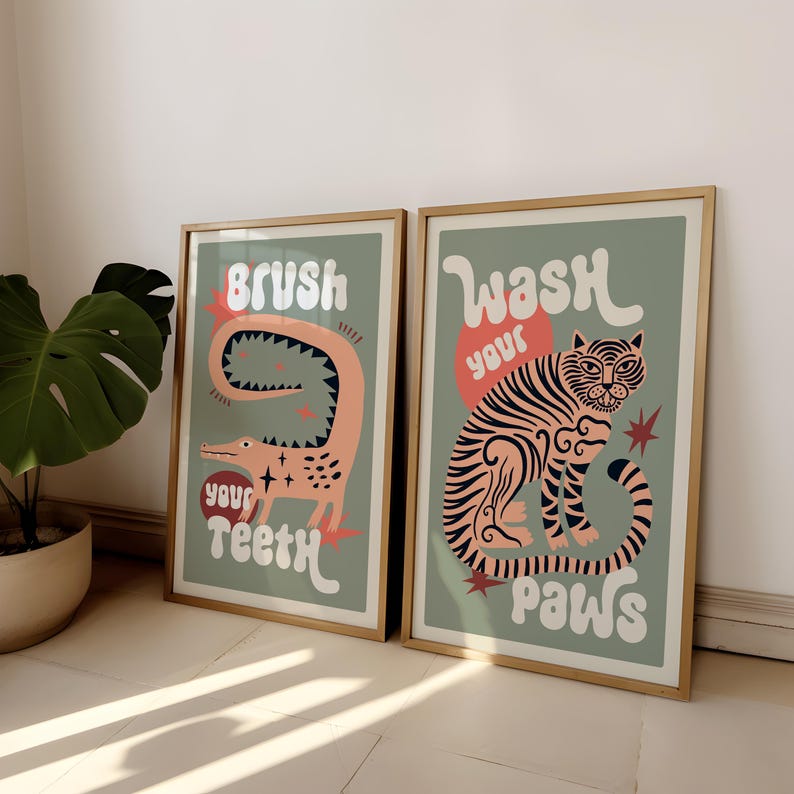 2 قطعة/المجموعة النمر غسل الكف - مراجعة Abstract Canvas Set وسعره